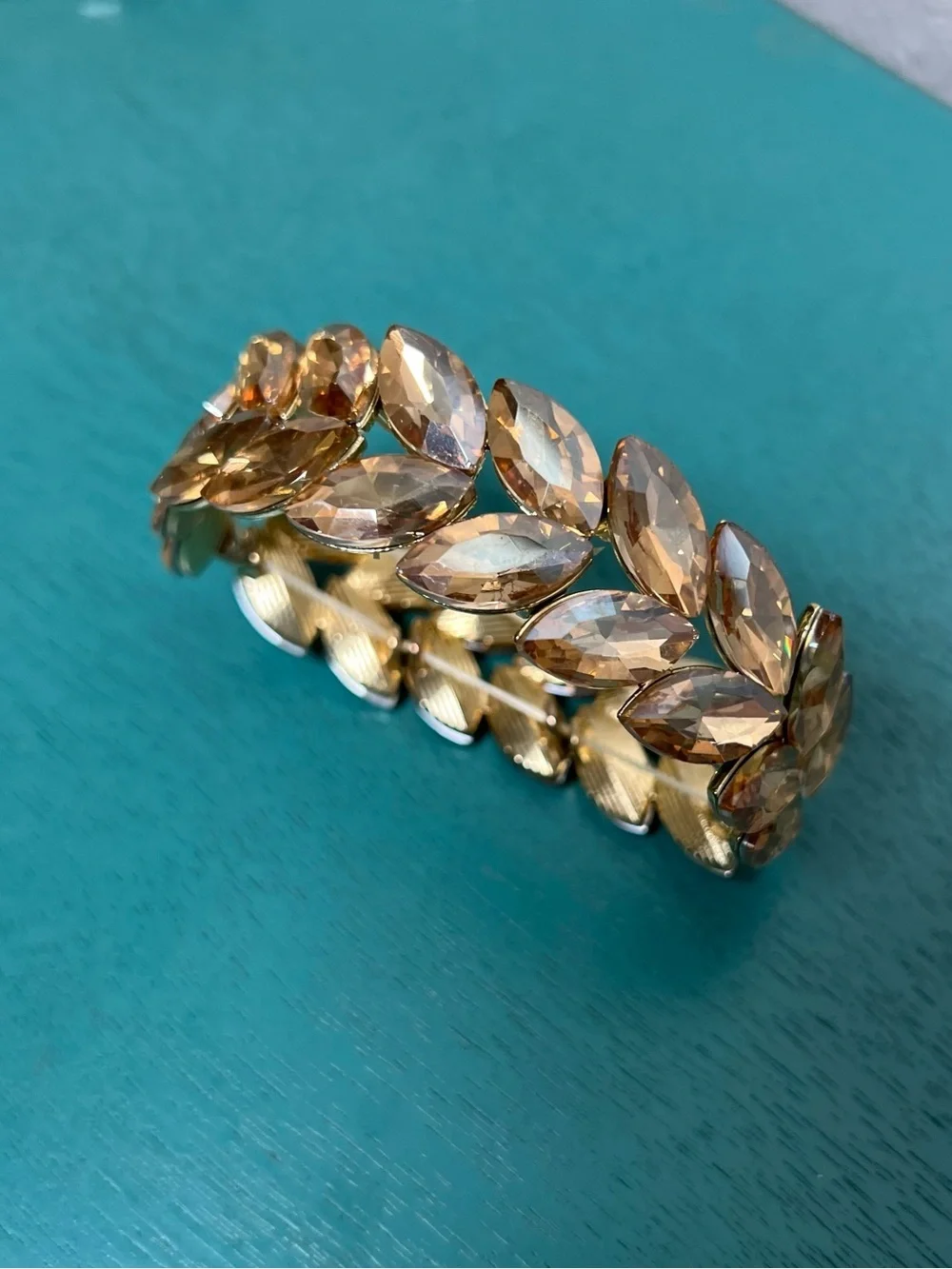 Champagne color Marquise Crystal Leaf Bracelet